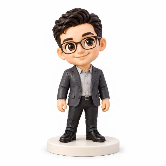 Hand-painted chibi figurine: Work Anniversary, featuring one person on a white background.