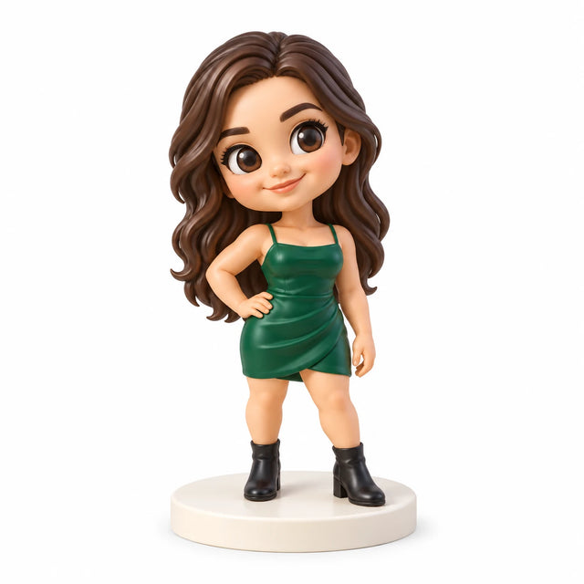 Hand-painted chibi figurine: Birthday Night Out, featuring one person on a white background.