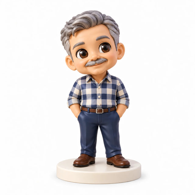 Hand-painted chibi figurine: Dad's Birthday Portrait, featuring one person on a white background.