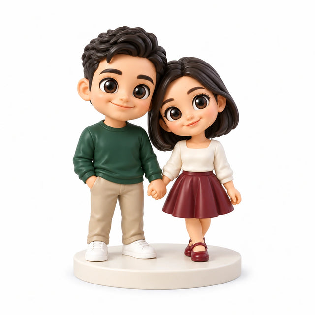 Hand-painted chibi figurine: Little Moments Couple, featuring two people on a white background.