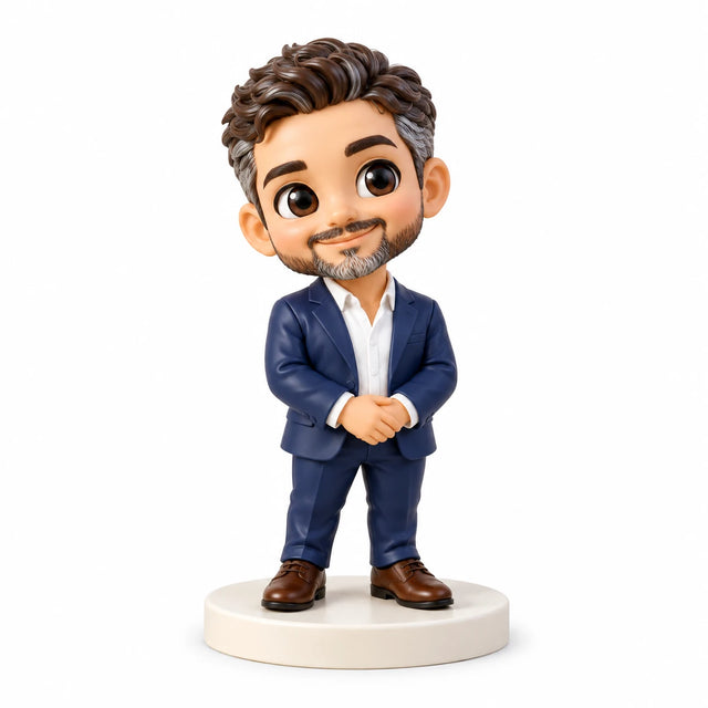 Hand-painted chibi figurine: Business Milestone, featuring one person on a white background.