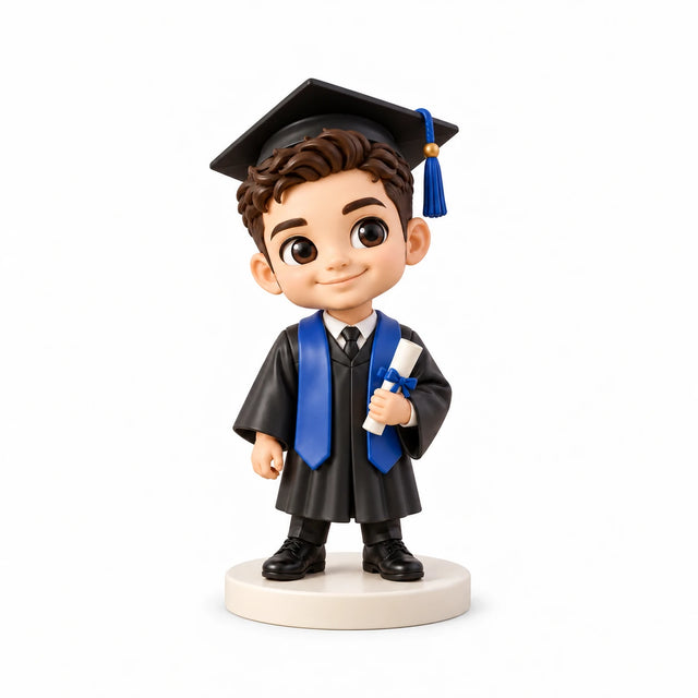 Hand-painted chibi figurine: Graduation Day Portrait, featuring one person on a white background.