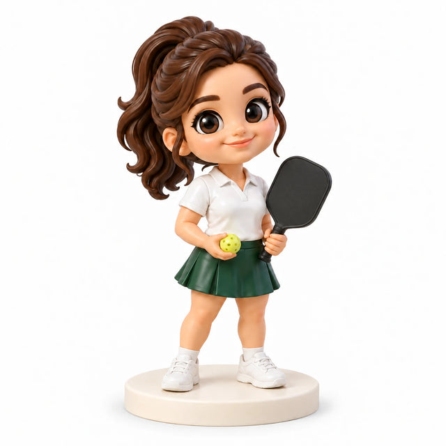 Hand-painted chibi figurine: Pickleball Partner, featuring one person on a white background.