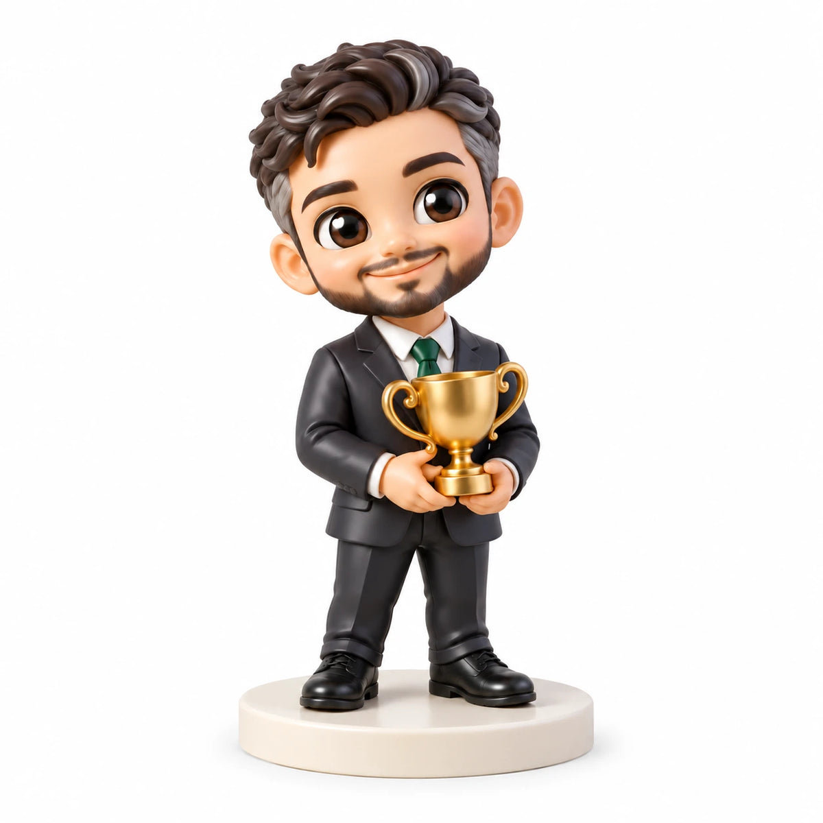 Statuina chibi dipinta a mano: Riconoscimento personale, con una persona su sfondo bianco.