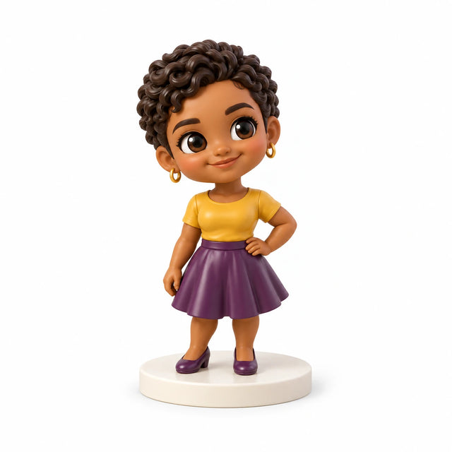 Hand-painted chibi figurine: Colorful Style Portrait, featuring one person on a white background.