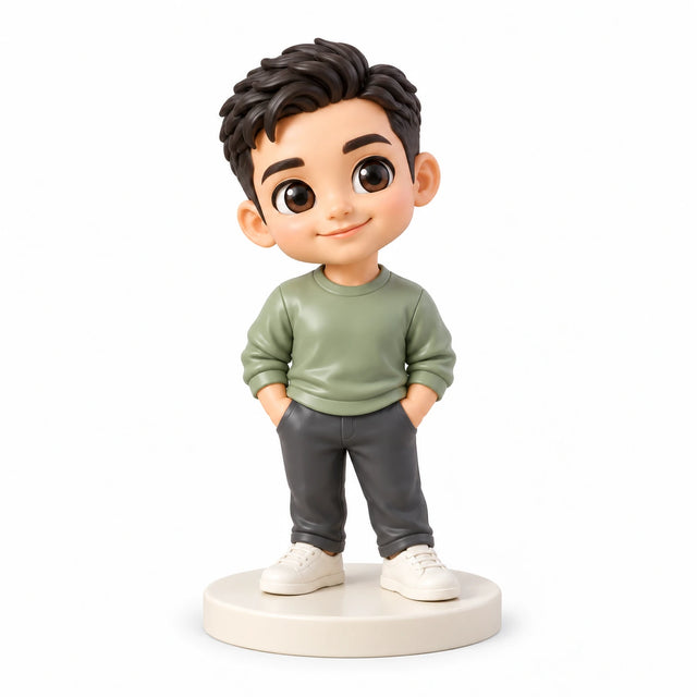 Hand-painted chibi figurine: Casual Day Portrait, featuring one person on a white background.