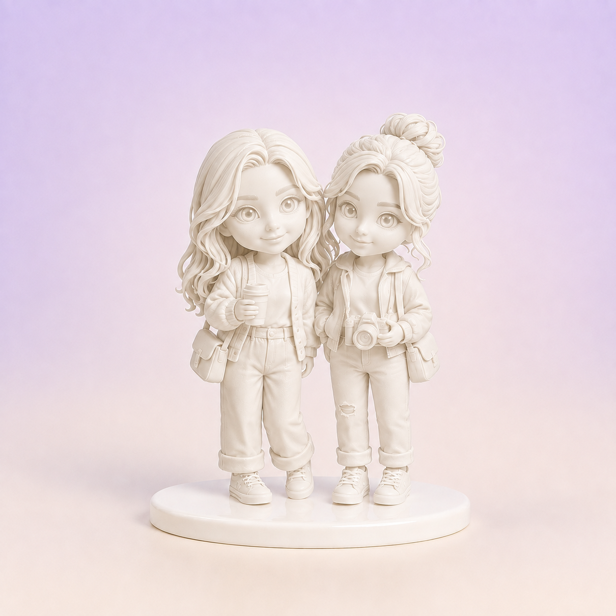 Gallery White finish visualization of two custom best-friend PictoMini figures