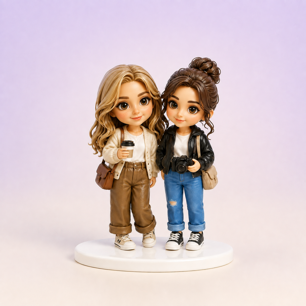 Hand-painted finish design visualization of two custom best-friend PictoMini figures