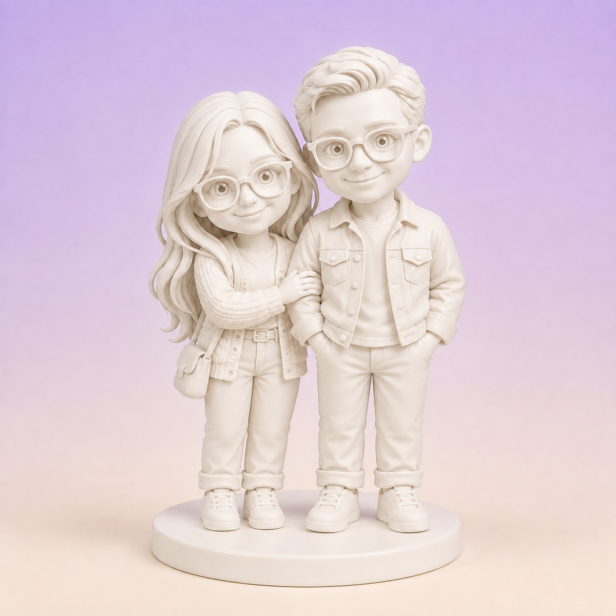 Gallery White finish visualization of a custom couple PictoMini figure set