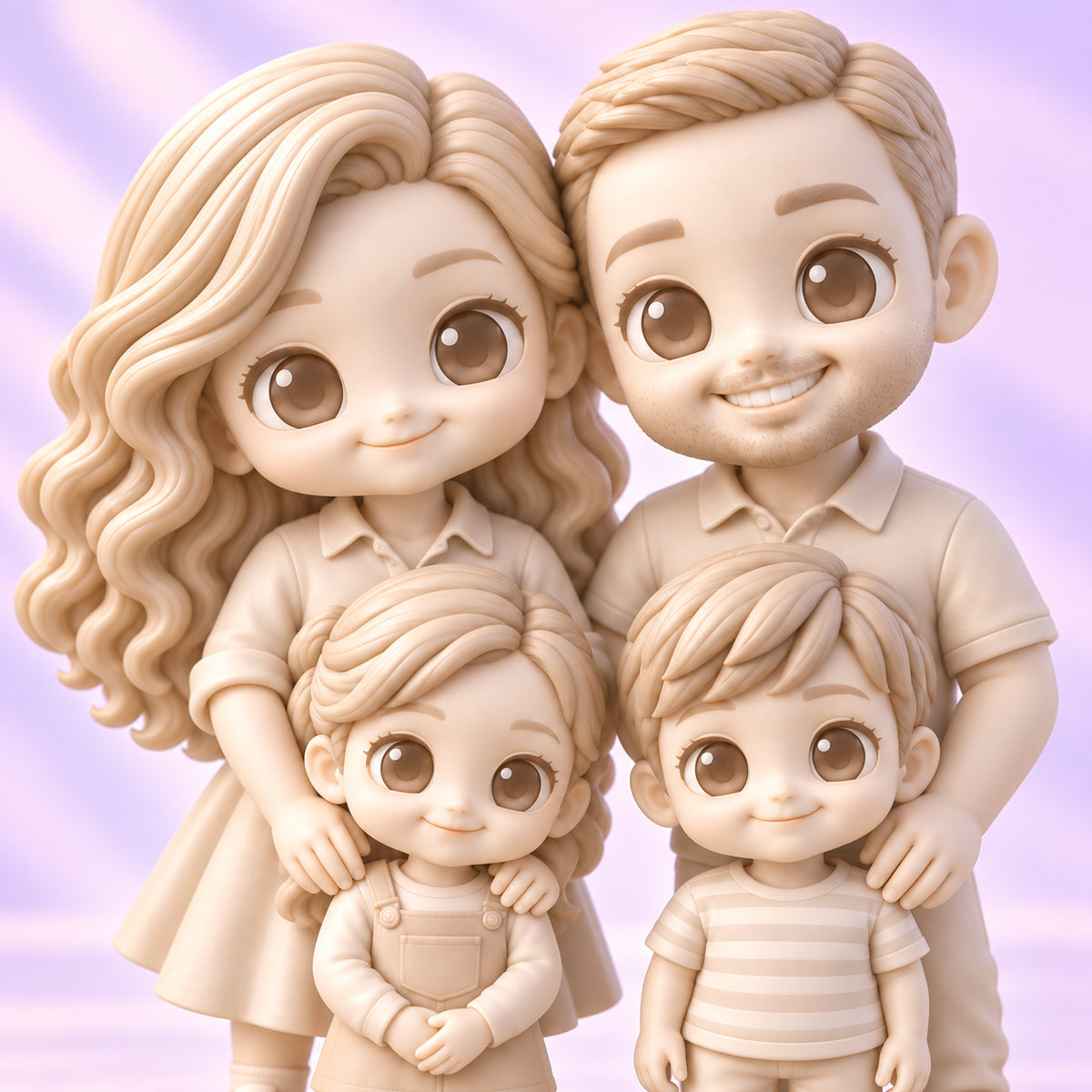 Primer plano de los detalles esculpidos de figuras de familia en Gallery White