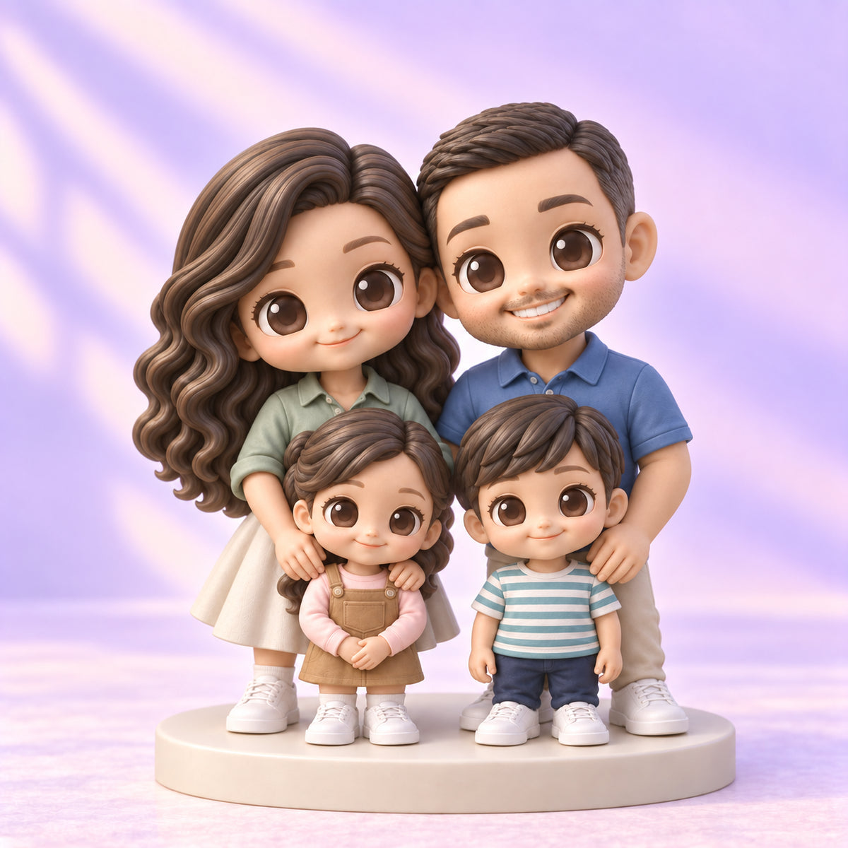 family chibi figure hand-painted design illustration