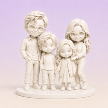Gallery White finish visualization of a custom four-person family PictoMini figure set