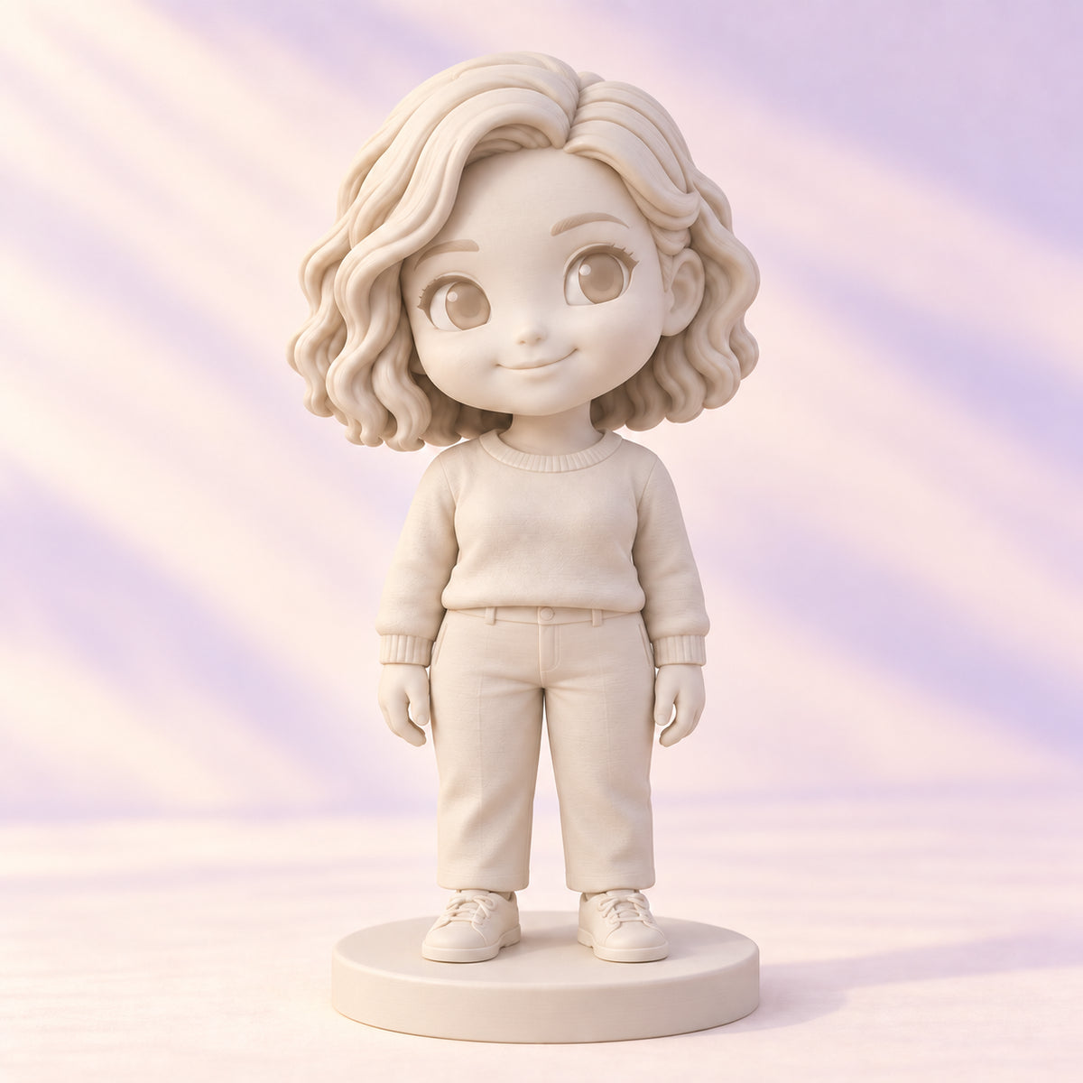 Single person Gallery White chibi figure design illustration
