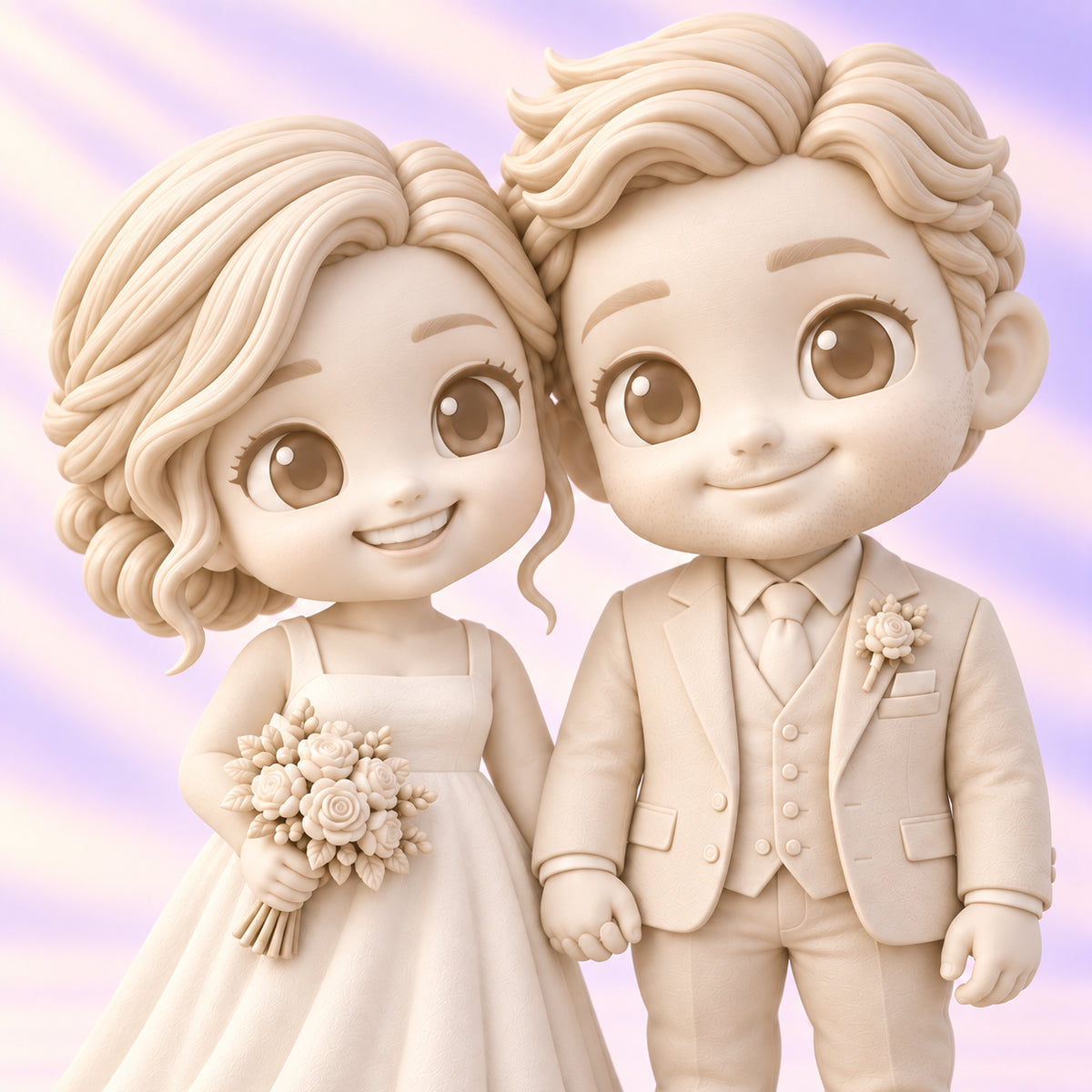 Primer plano de los detalles esculpidos de figuras de boda en Gallery White