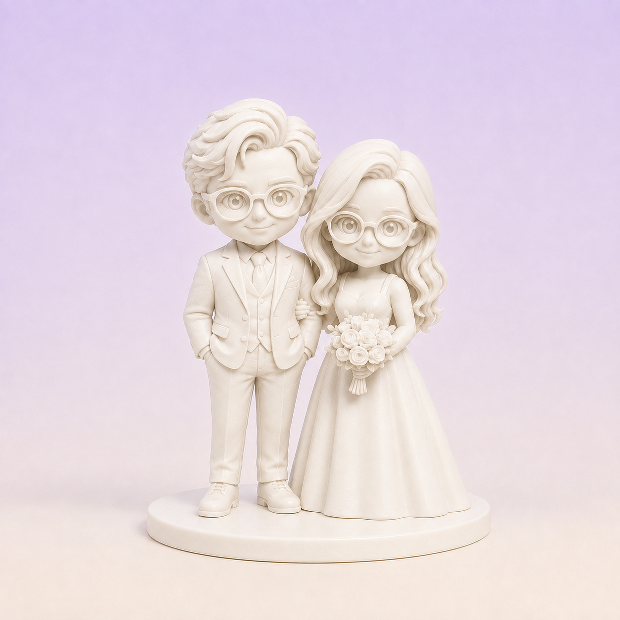 Gallery White finish visualization of custom bride and groom PictoMini figures