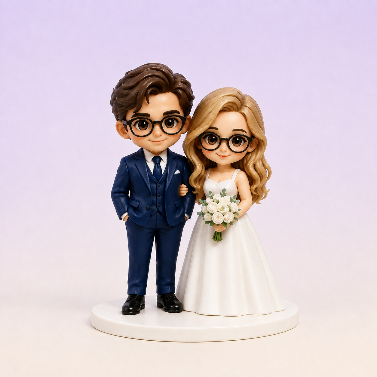 Hand-painted finish design visualization of custom bride and groom PictoMini figures